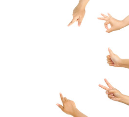 Set of hands pointing and accepting with blank for put your text or product.