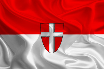 Austrian State Flags: Waving Fabric Flag of Wien