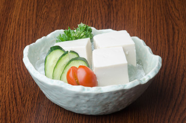 japanese cuisine. tofu on the background