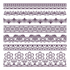Border Floral  Silhouettes Illustration Set for banners and ethn
