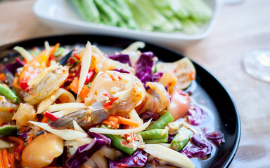 Som Tum, Thai papaya salad. Traditional Thai food