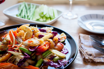 Som Tum, Thai papaya salad. Traditional Thai food