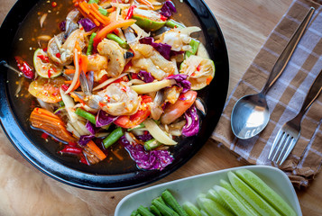 Som Tum, Thai papaya salad. Traditional Thai food