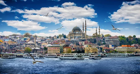 Poster Istanbul de hoofdstad van Turkije, oostelijke toeristische stad. © seqoya
