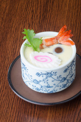 japanese cuisine. steamed egg on the background