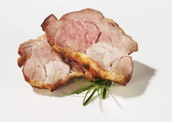 Two slices of roast pork (neck)
