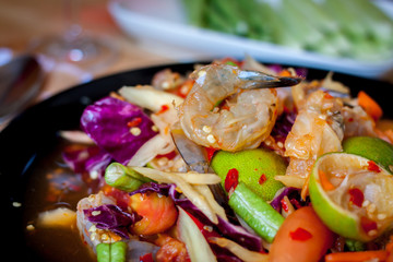 Som Tum, Thai papaya salad. Traditional Thai food