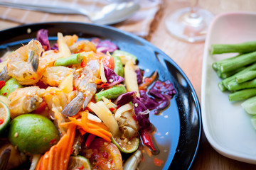 Som Tum, Thai papaya salad. Traditional Thai food