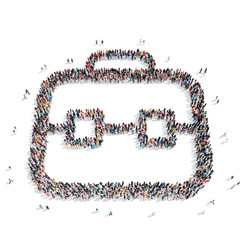 group  people  shape  briefcase