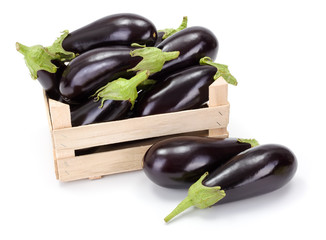 Eggplants (Solanum melongena) in wooden crate © Szasz-Fabian Erika