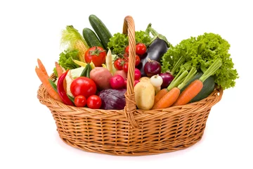Papier Peint photo autocollant Légumes Basket with various fresh vegetables