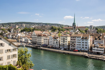 Fototapeta na wymiar Limmat Riverside in Zurich