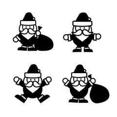 Collection of santa cartoon icon for christmas decoration