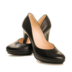 Black high heel women shoes isolated on white
