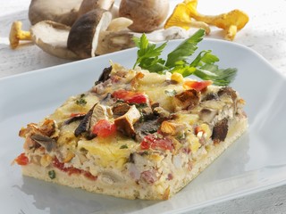 Piece of mushroom quiche