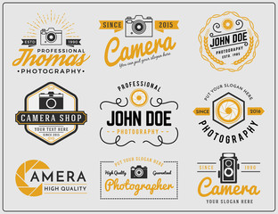 Set of two tone colors photography and camera service logo insignia design vector illustration