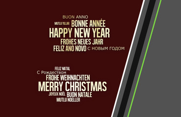 Multilingual Merry Christmas Happy New Year