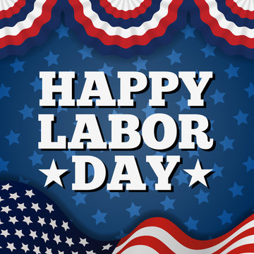 Happy American Labor Day Greeting Card Design.