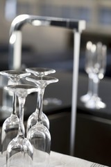 Upturned champagne glasses