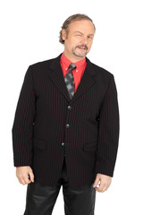 Handsome man doing different expressions in different sets of clothes: blinking