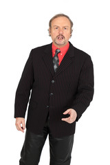 Handsome man doing different expressions in different sets of clothes: surprise