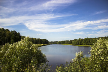 Beautiful scenery with views of the lake, forest and a rich air