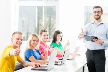 Fototapeta premium Students at the informatics and programming lesson