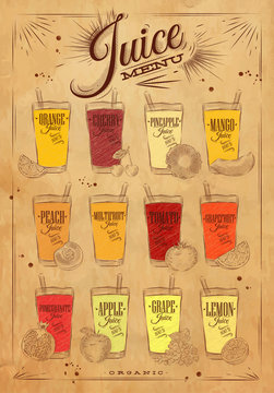 Poster juice menu kraft