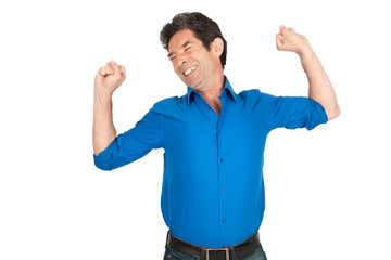 Fototapeta premium Handsome man doing different expressions in different sets of clothes: waking up