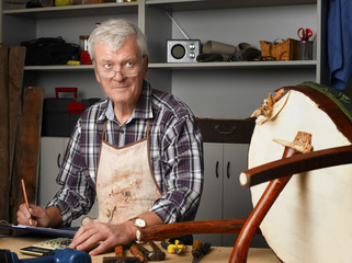 Retired man at work