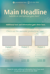 Bright teal and beige product flyer template - 89453992