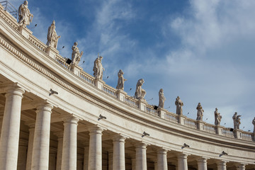 Fototapeta na wymiar statues of apostles on Saint Peter Cathedral in Rome. Vatican
