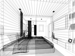 abstract sketch design of interior bedroom