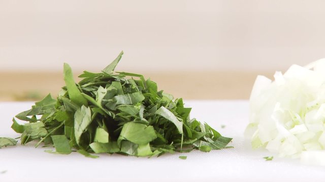 Finely chopped onions and parsley