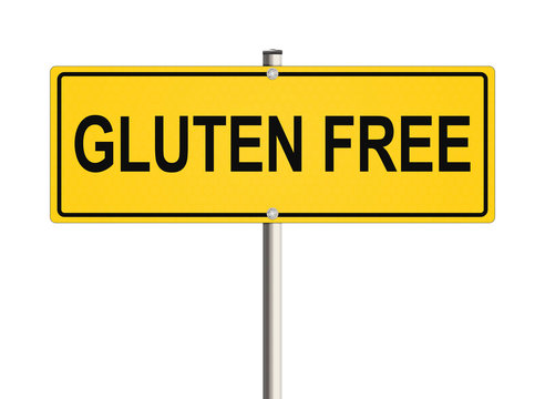 Gluten free. Road sign on the white background. Raster illustration.