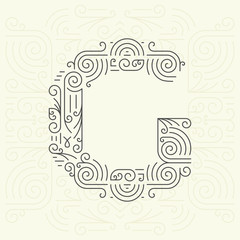 Golden Monogram Design element for Labels and Badges. Letter G