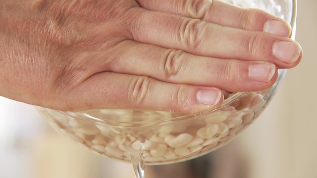 White beans being drained
