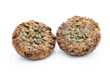 Grain bread on the white isolatd background.