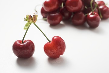 Freshly washed cherries