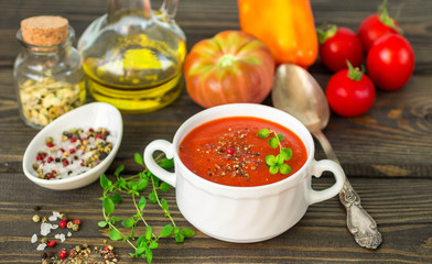 Homemade thick spicy tomato soup