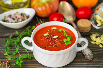 Homemade thick spicy tomato soup