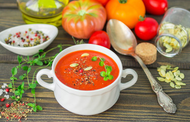 Homemade thick spicy tomato soup