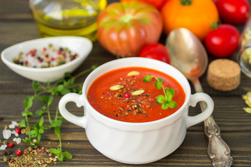 Homemade thick spicy tomato soup