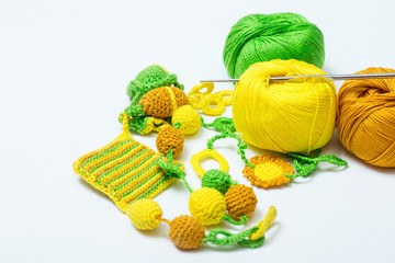 Handmade crocheted pot with wool