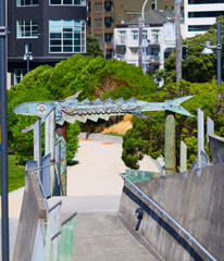 The fish bone wooden frame. Jervois Quay. Wellington city