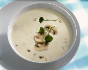 Chicken velout&eacute; with button mushrooms