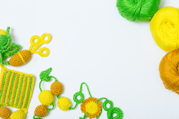 Handmade crocheted pot with wool