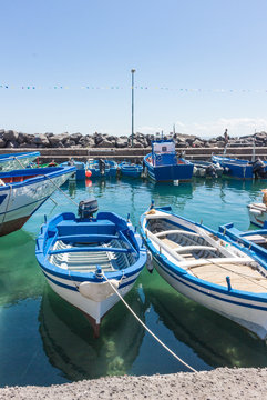 Small boats Anchored in Sicily, Italy.