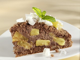 A piece of pineapple dome cake