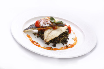 fried dorado fillet with wild rice